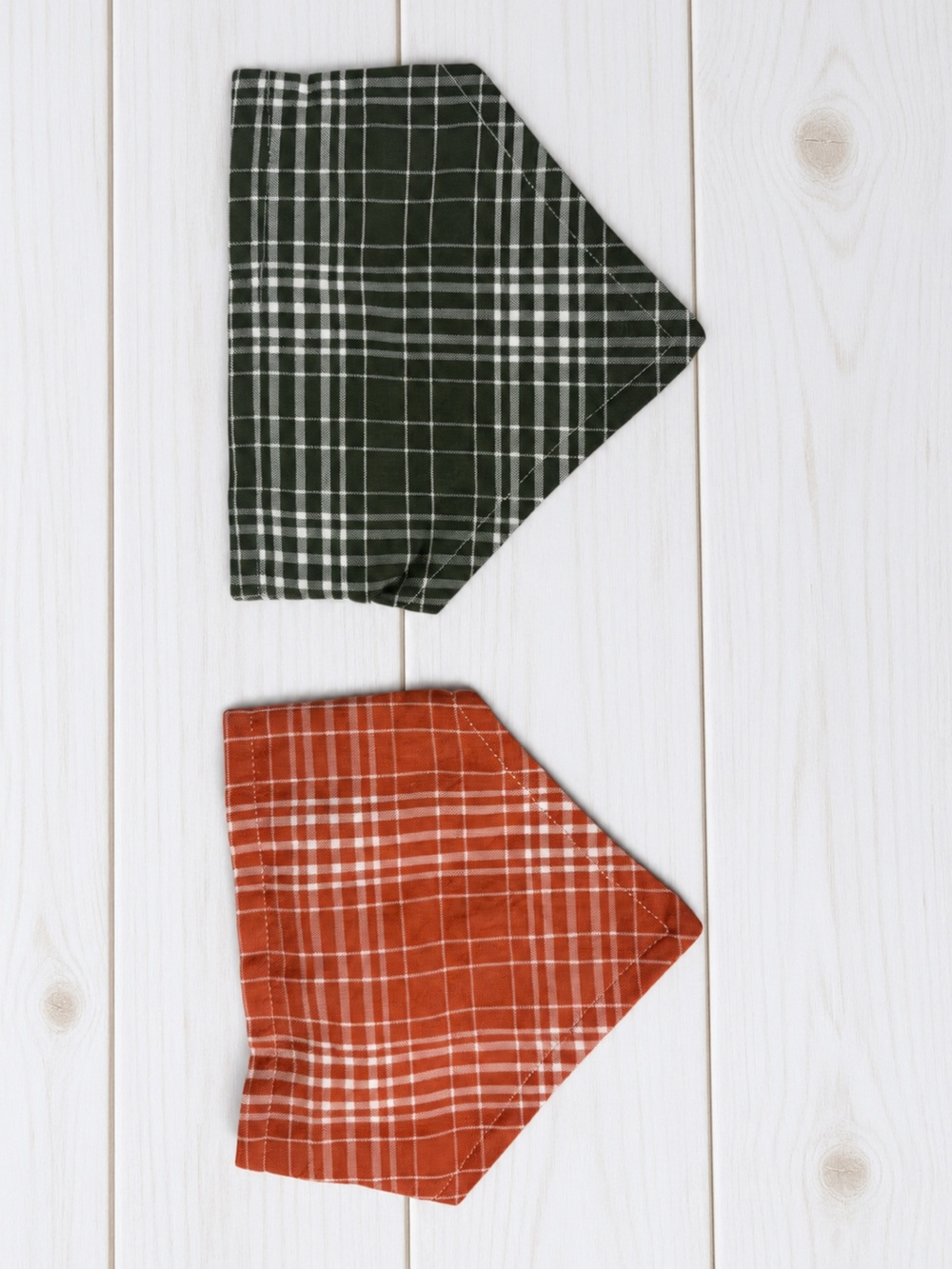 Unk Plaid Reversible Dog Bandanas - Rust & Forest Green
